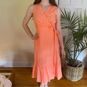 NWOT Talbots Peach Cotton Wrap Dress